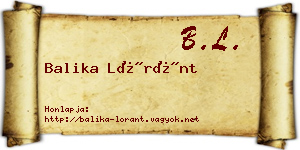 Balika Lóránt névjegykártya